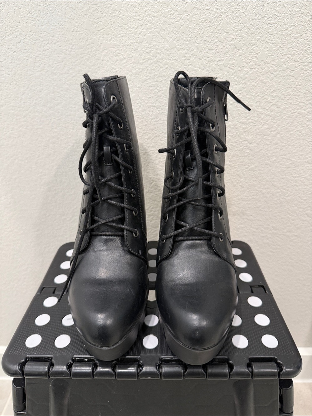 MIA Black Lace-Up Ankle Combat Boots